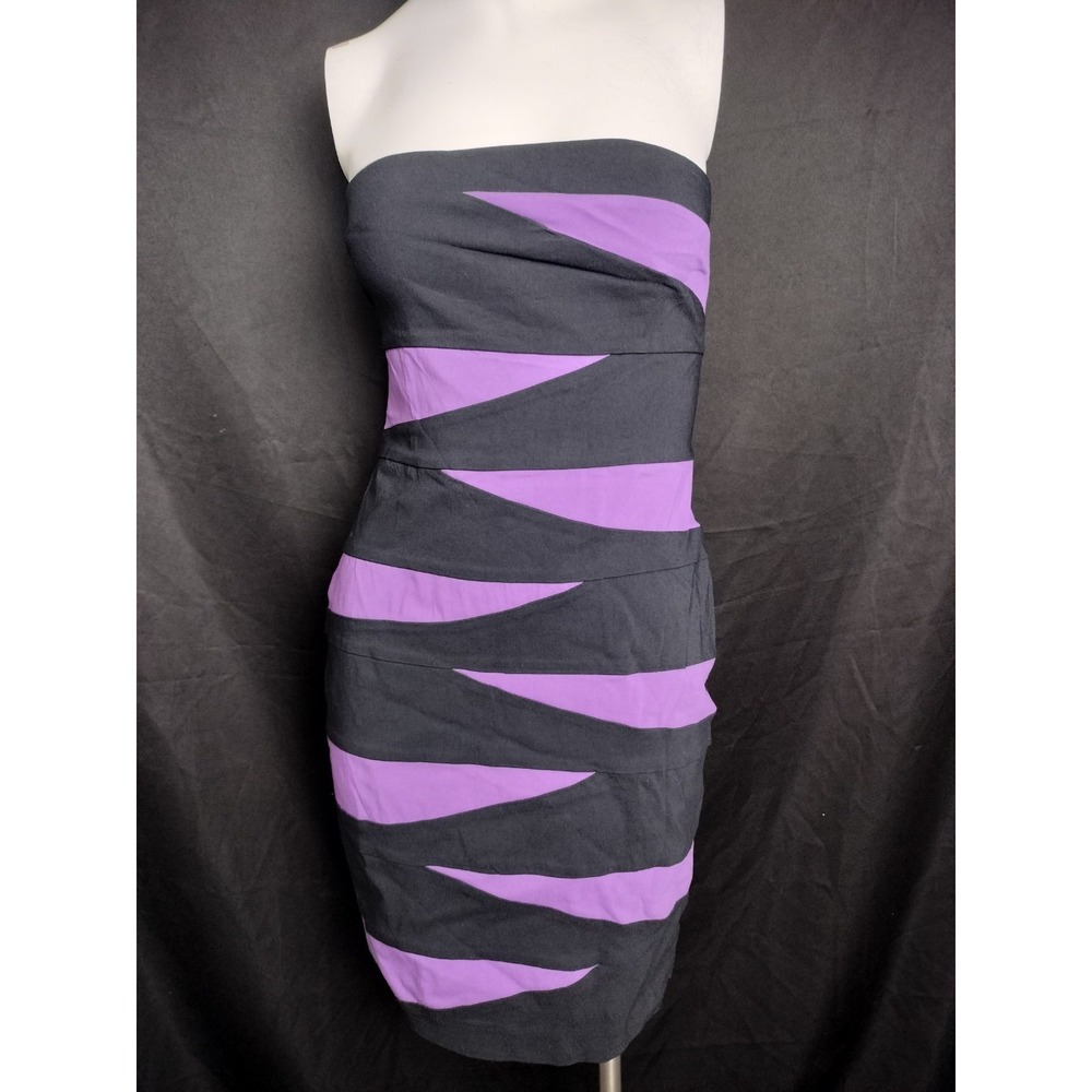 Ruby Rox med purple black beetle juice dress strapless 80's vibes costume prop